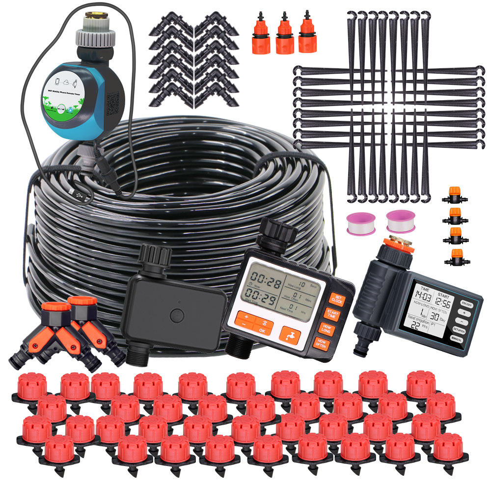 Smart Garden Sprinkler - 50-5M 1/4'' Hose Adjustable Drippers Automatic