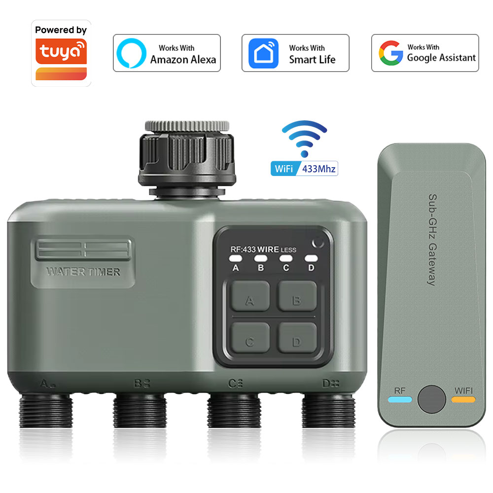 Smart Garden Sprinkler - 4 Outlet Programmable Water Timer for