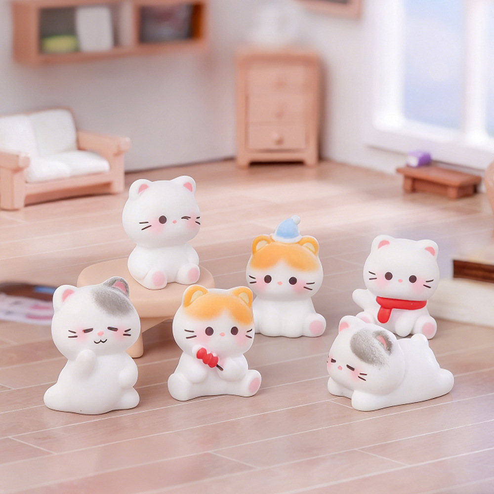 6pcs Cute Cat Resin Figurines  - đánh giá và giá Smart Garden Diy