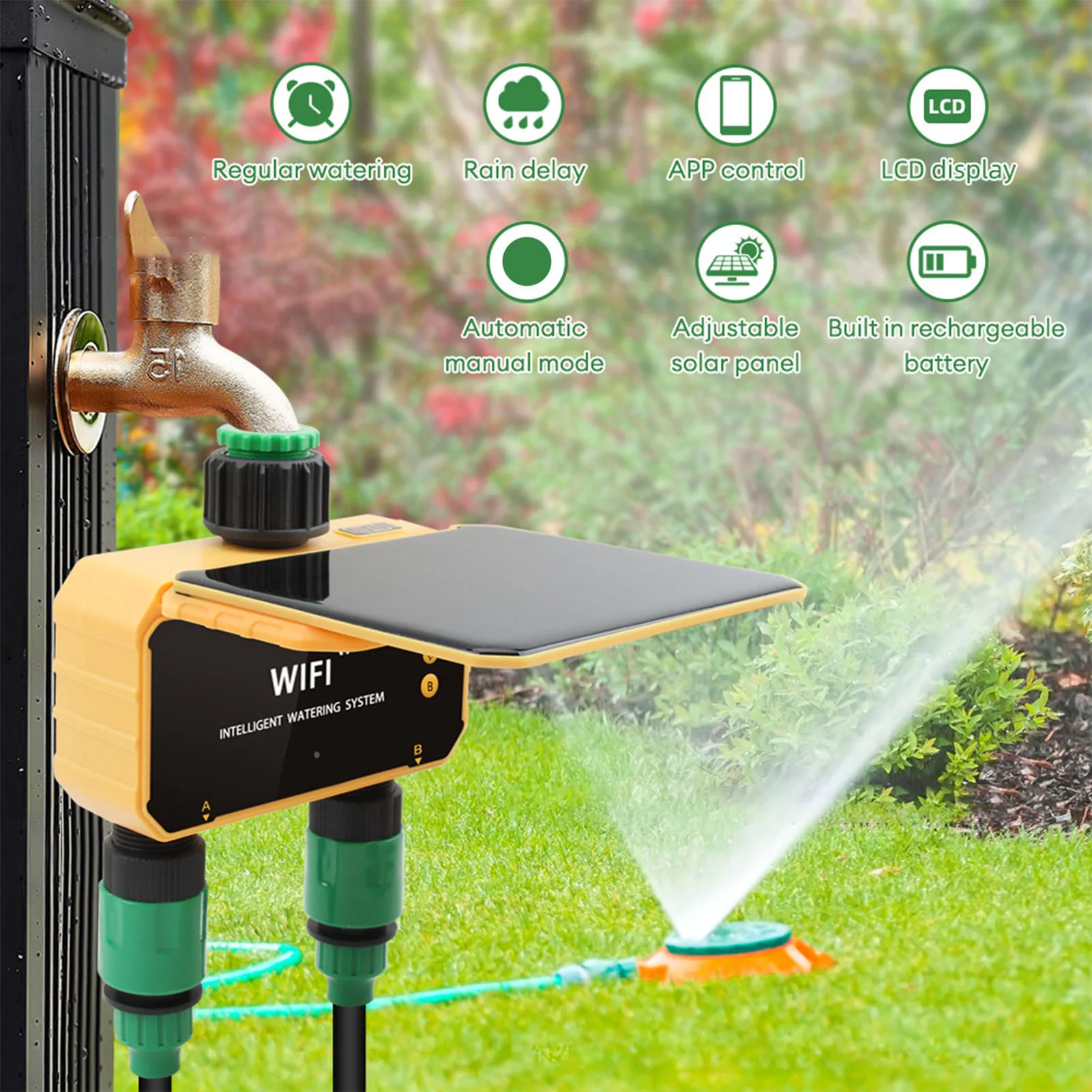 Solar WiFi Smart Irrigation Ti - đánh giá và giá Smart Garden Sprinkler